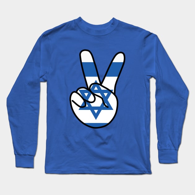 Israel Flag V Sign Long Sleeve T-Shirt by DiegoCarvalho